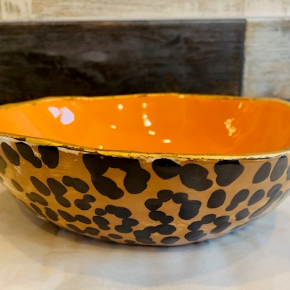 VTG Modern Leopard Pottery  Brenda Holzke signed